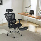 Silla de oficina ergonómica, silla de escritorio ergonómica de respaldo alto con soporte lumbar ajustable, silla de oficina en casa de malla, silla de juego con reposapiés