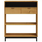 Mesa de bar rectangular de 91,9 x 45 x 109,9 cm, mesa de pub de madera de pino macizo marrón con almacenamiento, acabado roble
