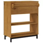 Mesa de bar rectangular de 91,9 x 45 x 109,9 cm, mesa de pub de madera de pino macizo marrón con almacenamiento, acabado roble