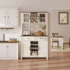 Mueble Despensa de Cocina de 72 Pulgadas de Alto con 4 Puertas y 2 Cajones, Botellero, Gran Almacenamiento de Cocina, Estante Ajustable, Barra de Café y Vino