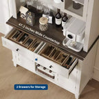 Mueble Despensa de Cocina de 72 Pulgadas de Alto con 4 Puertas y 2 Cajones, Botellero, Gran Almacenamiento de Cocina, Estante Ajustable, Barra de Café y Vino