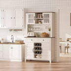Mueble Despensa de Cocina de 72 Pulgadas de Alto con 4 Puertas y 2 Cajones, Botellero, Gran Almacenamiento de Cocina, Estante Ajustable, Barra de Café y Vino