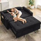 Sofá cama convertible 3 en 1, sofás de pana con cama extraíble, respaldo ajustable, puerto de carga, sofá moderno para sala de estar
