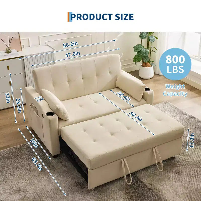 Sofá cama convertible 3 en 1, sofás de pana con cama extraíble, respaldo ajustable, puerto de carga, sofá moderno para sala de estar