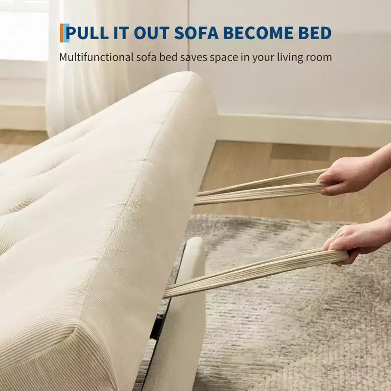 Sofá cama convertible 3 en 1, sofás de pana con cama extraíble, respaldo ajustable, puerto de carga, sofá moderno para sala de estar