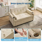 Sofá cama convertible 3 en 1, sofás de pana con cama extraíble, respaldo ajustable, puerto de carga, sofá moderno para sala de estar