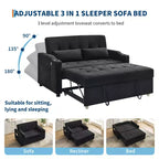 Sofá cama convertible 3 en 1, sofás de pana con cama extraíble, respaldo ajustable, puerto de carga, sofá moderno para sala de estar