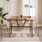 Mesa de comedor de 47" para 4-6 personas, mesa de cocina de madera con marco de metal resistente, nogal oscuro