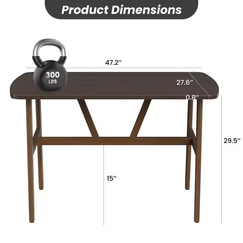 Mesa de comedor de 47" para 4-6 personas, mesa de cocina de madera con marco de metal resistente, nogal oscuro