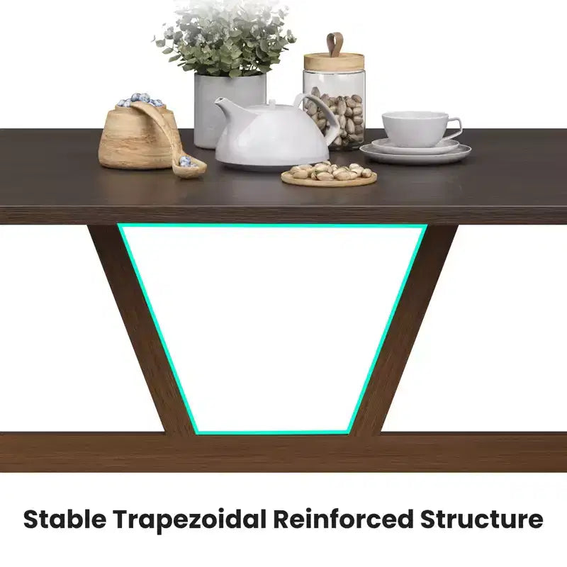 Mesa de comedor de 47" para 4-6 personas, mesa de cocina de madera con marco de metal resistente, nogal oscuro