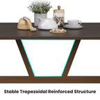 Mesa de comedor de 47" para 4-6 personas, mesa de cocina de madera con marco de metal resistente, nogal oscuro