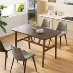 Mesa de comedor de 47" para 4-6 personas, mesa de cocina de madera con marco de metal resistente, nogal oscuro