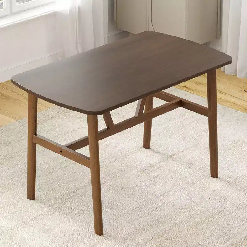 Mesa de comedor de 47" para 4-6 personas, mesa de cocina de madera con marco de metal resistente, nogal oscuro