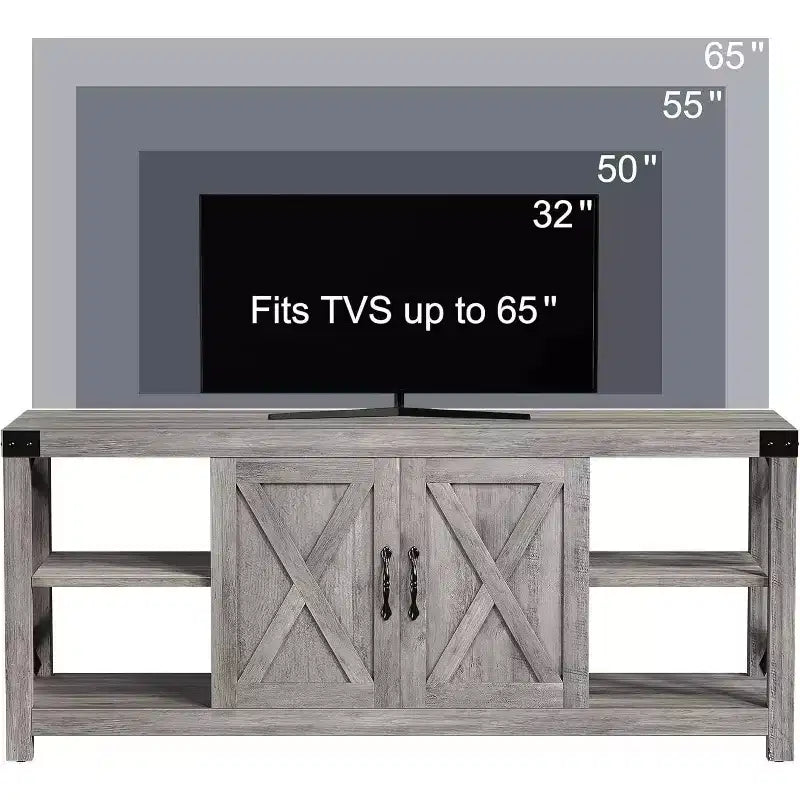 Mueble de TV en forma de X de 60 pulgadas para televisores de 65 pulgadas - Consola multimedia P2 ecológica con estantes ajustables, centro de entretenimiento moderno para sala de estar y dormitorio