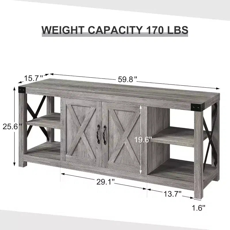 Mueble de TV en forma de X de 60 pulgadas para televisores de 65 pulgadas - Consola multimedia P2 ecológica con estantes ajustables, centro de entretenimiento moderno para sala de estar y dormitorio
