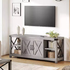 Mueble de TV en forma de X de 60 pulgadas para televisores de 65 pulgadas - Consola multimedia P2 ecológica con estantes ajustables, centro de entretenimiento moderno para sala de estar y dormitorio