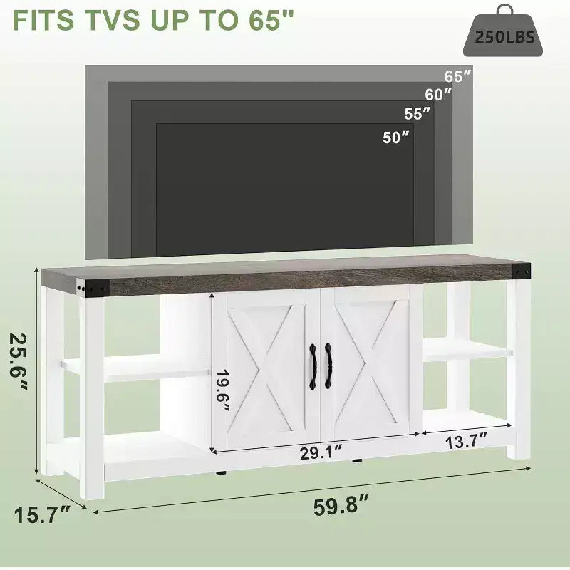 Mueble de TV en forma de X de 60 pulgadas para televisores de 65 pulgadas - Consola multimedia P2 ecológica con estantes ajustables, centro de entretenimiento moderno para sala de estar y dormitorio