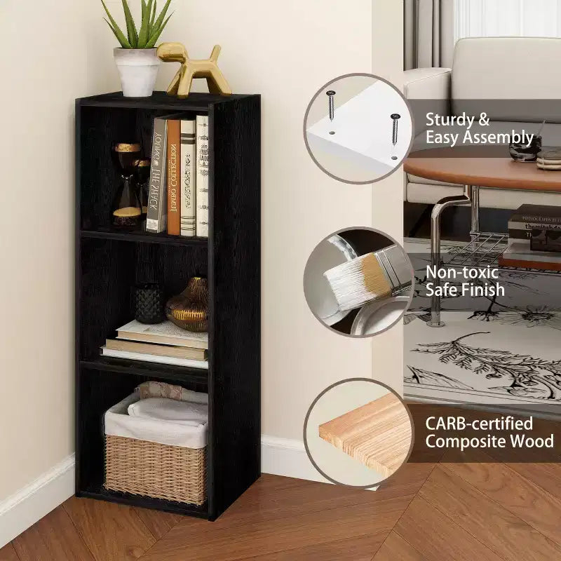 Estantería decorativa de 3 cubos, estantería abierta y organizador de almacenamiento de juguetes, horizontal o vertical