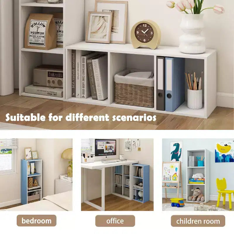 Estantería decorativa de 3 cubos, estantería abierta y organizador de almacenamiento de juguetes, horizontal o vertical
