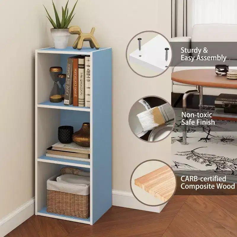 Estantería decorativa de 3 cubos, estantería abierta y organizador de almacenamiento de juguetes, horizontal o vertical