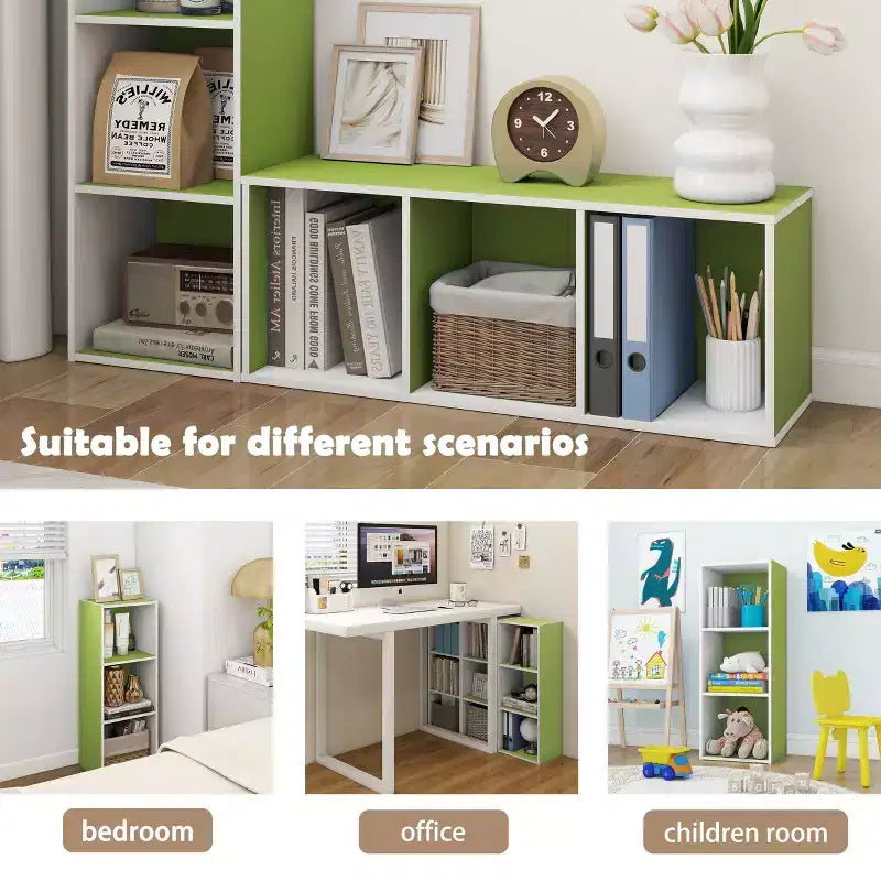 Estantería decorativa de 3 cubos, estantería abierta y organizador de almacenamiento de juguetes, horizontal o vertical