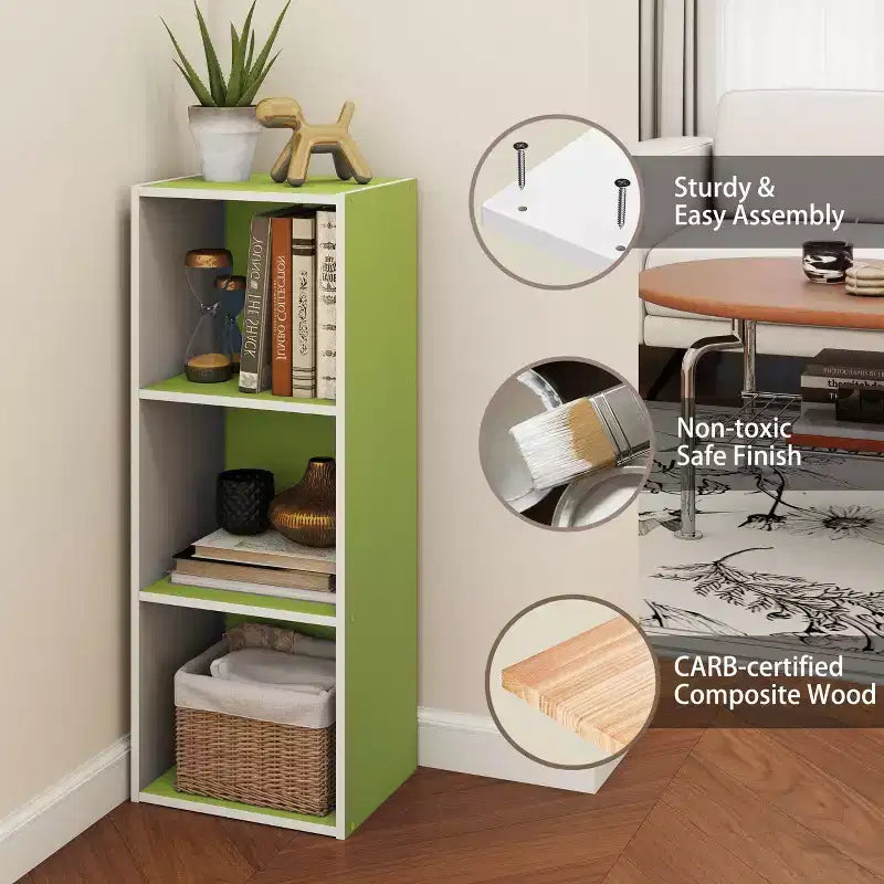 Estantería decorativa de 3 cubos, estantería abierta y organizador de almacenamiento de juguetes, horizontal o vertical