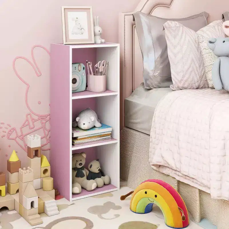 Estantería decorativa de 3 cubos, estantería abierta y organizador de almacenamiento de juguetes, horizontal o vertical