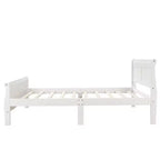 Base de cama de plataforma doble de madera con cabecero, piecero y soporte de listones de madera