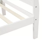 Base de cama de plataforma doble de madera con cabecero, piecero y soporte de listones de madera