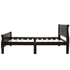 Base de cama de plataforma doble de madera con cabecero, piecero y soporte de listones de madera