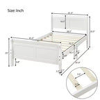 Base de cama de plataforma doble de madera con cabecero, piecero y soporte de listones de madera