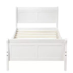 Base de cama de plataforma doble de madera con cabecero, piecero y soporte de listones de madera