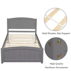 Cama de plataforma doble de madera con cabecero, piecero y soporte de listones de madera, color espresso