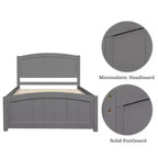 Cama de plataforma doble de madera con cabecero, piecero y soporte de listones de madera, color espresso