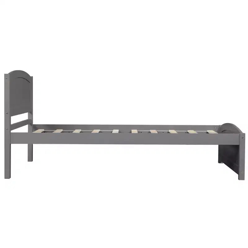 Cama de plataforma doble de madera con cabecero, piecero y soporte de listones de madera, color espresso