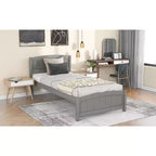 Cama de plataforma doble de madera con cabecero, piecero y soporte de listones de madera, color espresso