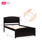 Cama de plataforma doble de madera con cabecero, piecero y soporte de listones de madera, color espresso