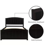 Cama de plataforma doble de madera con cabecero, piecero y soporte de listones de madera, color espresso