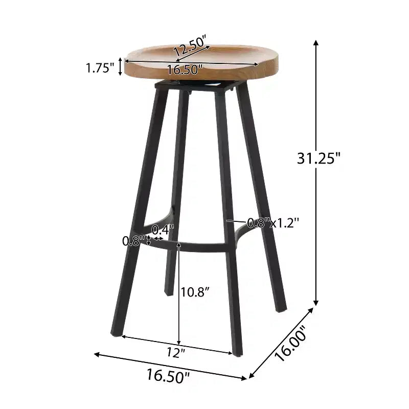 Taburetes de barra giratorios sin respaldo Pinewood & Iron de 31.5 pulgadas, juego de 2