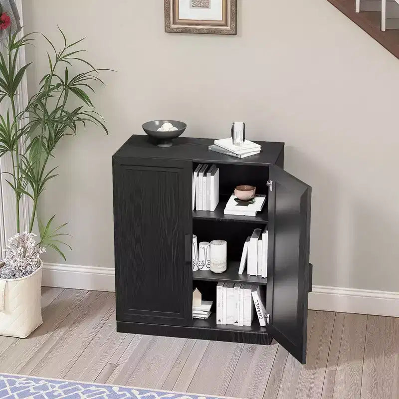 Armario de almacenamiento Adam Black veteado de madera (36x31x16)