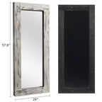 Espejo de cuerpo entero rectangular de 24" An. x 58" Al. con marco de madera maciza, blanco envejecido