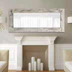 Espejo de cuerpo entero rectangular de 24" An. x 58" Al. con marco de madera maciza, blanco envejecido