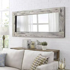 Espejo de cuerpo entero rectangular de 24" An. x 58" Al. con marco de madera maciza, blanco envejecido