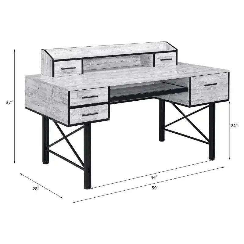 Escritorio de computadora de metal marrón de 29.25" con cajón multiusos