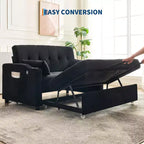 Sofá Cama Convertible 3 en 1, Sofá Moderno Tapizado, Sofá Cama Loveseat de Pana con Cama Extraíble, Respaldo Ajustable, para Sala de Estar