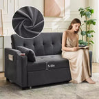 Sofá Cama Convertible 3 en 1, Sofá Moderno Tapizado, Sofá Cama Loveseat de Pana con Cama Extraíble, Respaldo Ajustable, para Sala de Estar