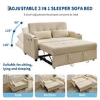Sofá Cama Convertible 3 en 1, Sofá Moderno Tapizado, Sofá Cama Loveseat de Pana con Cama Extraíble, Respaldo Ajustable, para Sala de Estar