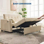 Sofá Cama Convertible 3 en 1, Sofá Moderno Tapizado, Sofá Cama Loveseat de Pana con Cama Extraíble, Respaldo Ajustable, para Sala de Estar