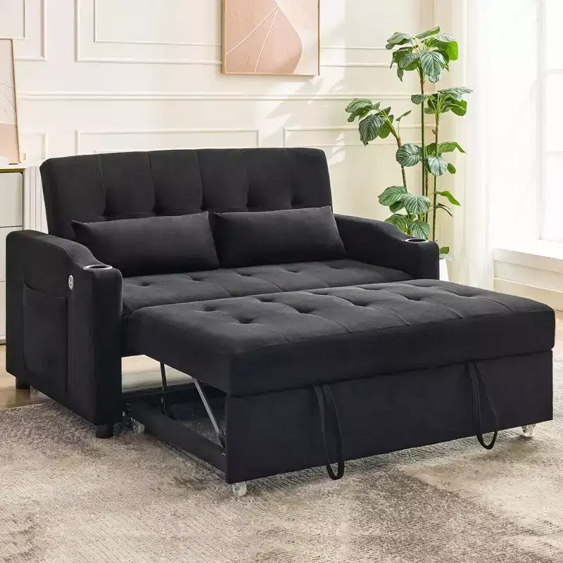 Sofá Cama Convertible 3 en 1, Sofá Moderno Tapizado, Sofá Cama Loveseat de Pana con Cama Extraíble, Respaldo Ajustable, para Sala de Estar