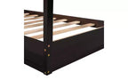 Cama de madera en forma de L de tamaño doble para 2 niños, diván de esquina en forma de L con valla y marco de listones para dormitorio